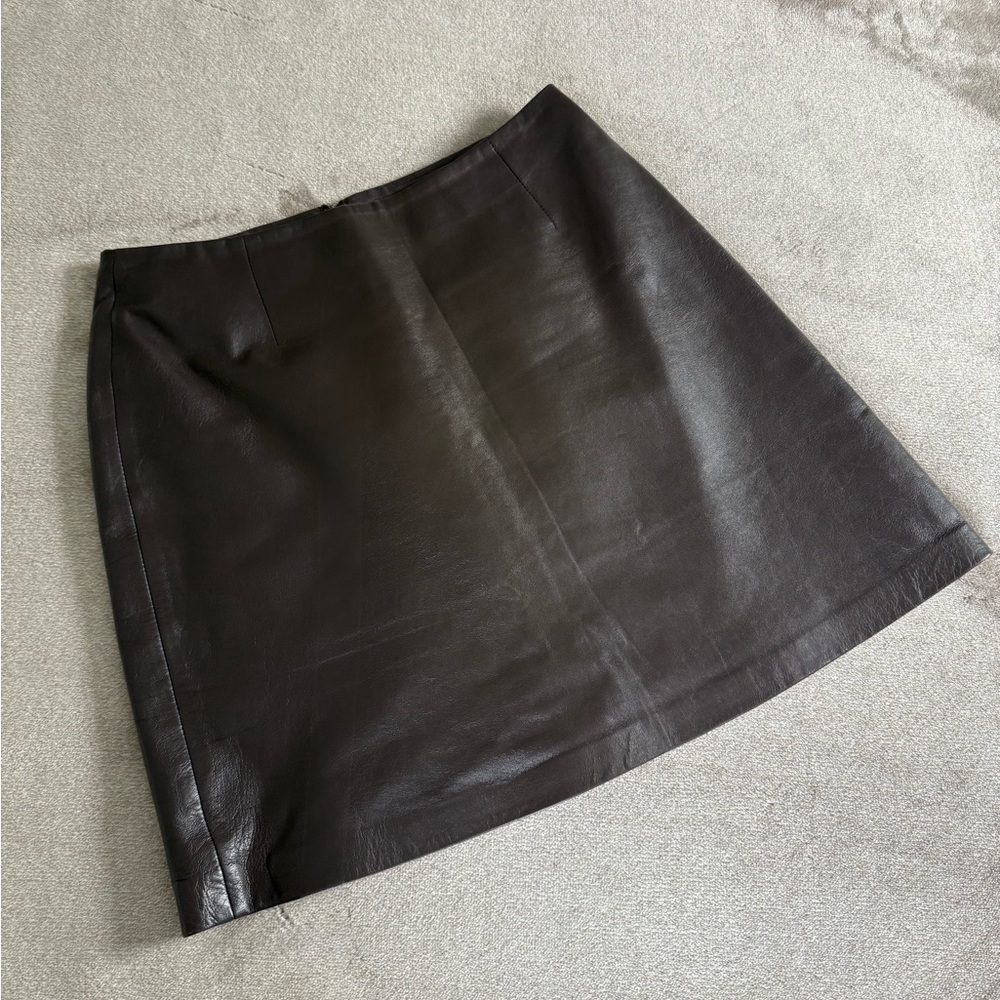 CACHE Chocolate/Brown 100% Leather Skirt